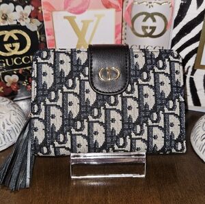 Black and Cream Monogram Trifold Wallet
